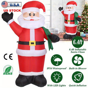 6.4FT Christmas Inflatable Santa Claus Blow up Light up w/ LED Lights Xmas Decor