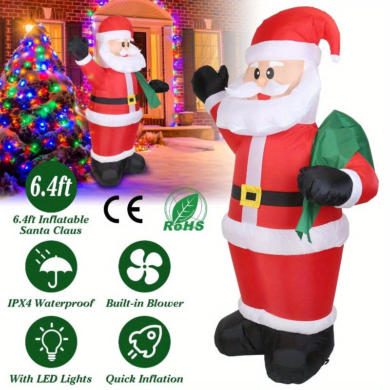 6.4FT Christmas Inflatable Santa Claus Blow up Light up w/ LED Lights Xmas Decor