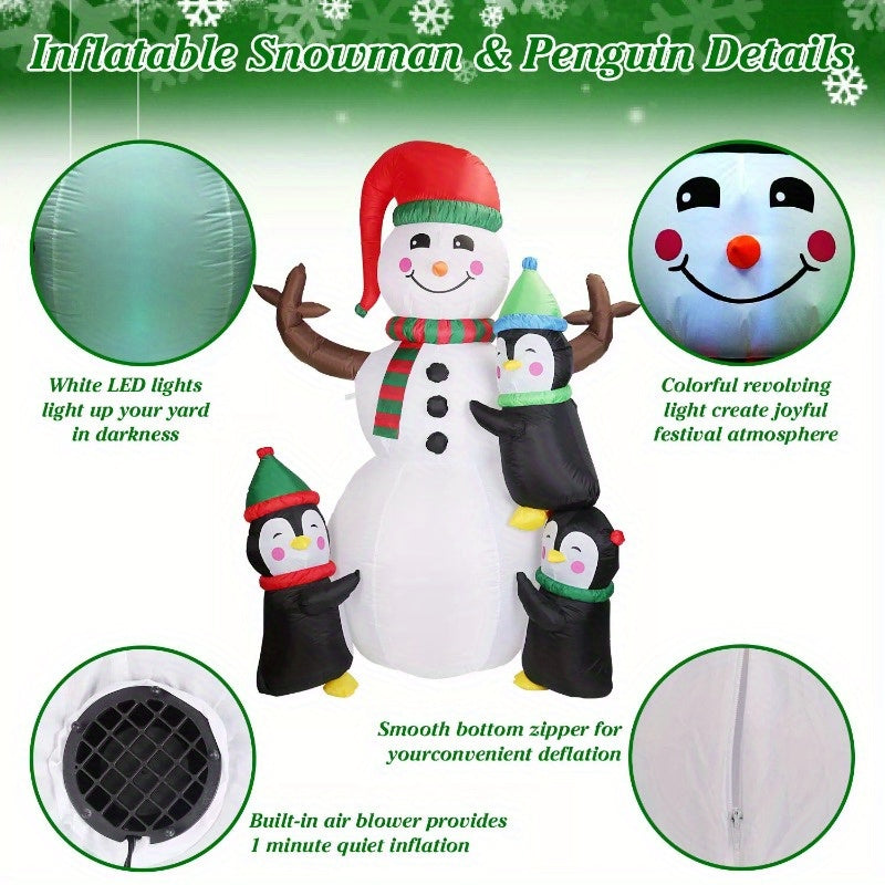 5.9FT Christmas Inflatable Outdoor Decoration Snowman Penguin Blow Up Yard Decoration with LED Light Built-in Air Blower for Winter Holiday Xmas Garden