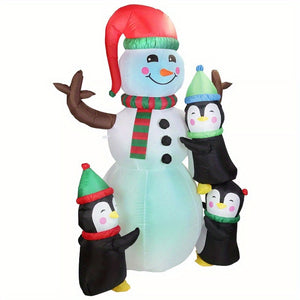 5.9FT Christmas Inflatable Outdoor Decoration Snowman Penguin Blow Up Yard Decoration with LED Light Built-in Air Blower for Winter Holiday Xmas Garden