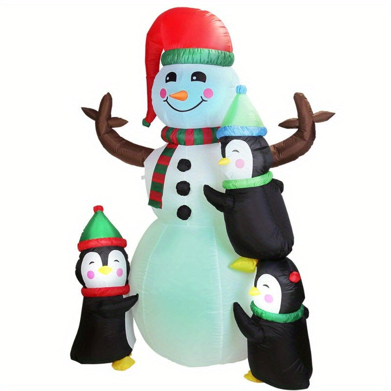 5.9FT Christmas Inflatable Outdoor Decoration Snowman Penguin Blow Up Yard Decoration with LED Light Built-in Air Blower for Winter Holiday Xmas Garden