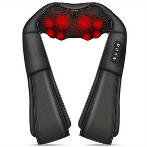 Electric Neck And Back Massager with Infrared Light Heating 3 Intensity Levels Deep Kneading 3D Shiatsu Massage Pillow For Back Arms Thighs Pain Relief Home Car Office