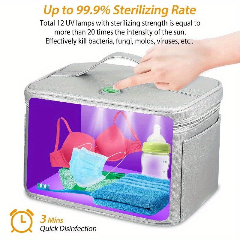 Portable UV Disinfection Bag - LED UV Sanitizer Box, USB-Powered Travel UV Cleaner