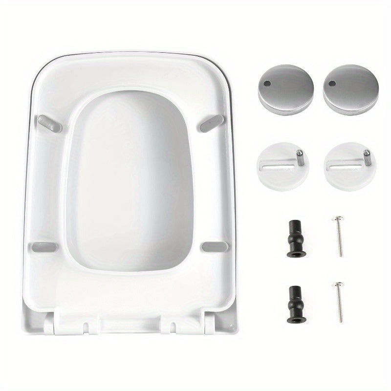 Square Toilet Seat with Grip-Tight Bumpers - Heavy Duty, Quiet Close, Quick Release, Easy Cleaning