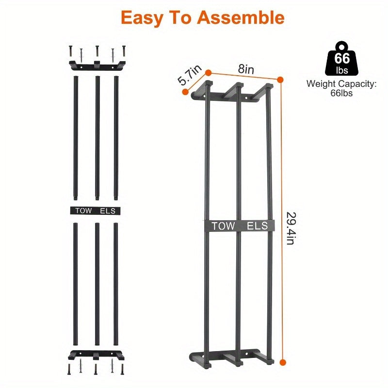 Wall-Mounted Towel Rack - Organizer Shelf for Bath & Hand Towels, Ideal for Rolled Towels