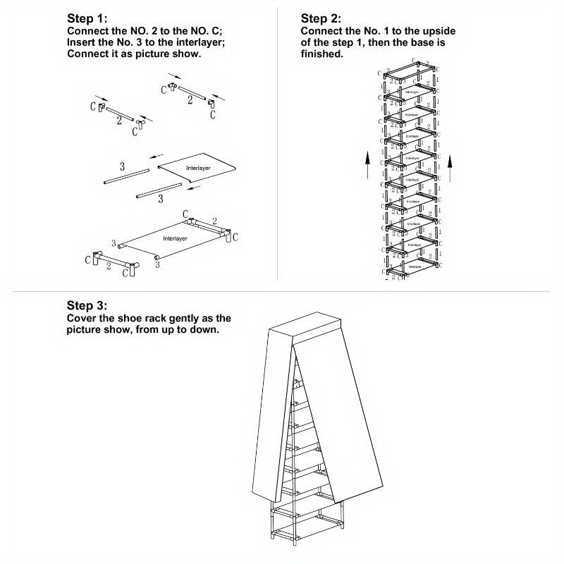 10-Tier DIY Shoe Cabinet - Dustproof, Easy Assembly, Non-Woven Fabric Shoe Rack Holds Up to 27 Pairs