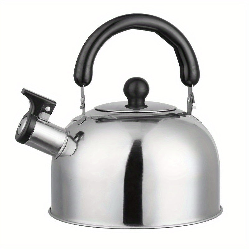 2.1-Quart Stainless Steel Whistling Tea Kettle - Stovetop & Induction Gas Teapot with Insulated Handle for Camping, Kitchen, Office