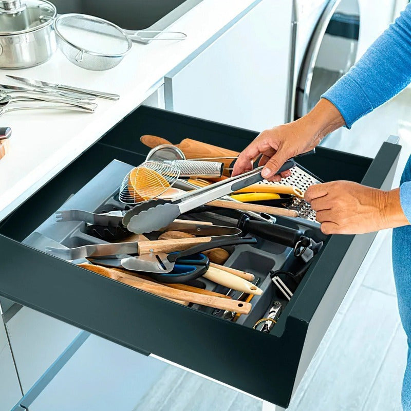 Pull-Out Cabinet Organizer - Carbon Steel Slide-Out Drawer with Smooth Quiet Rails for Kitchen, Bathroom, Living Room - Black, 11.81x16.92x2.75in