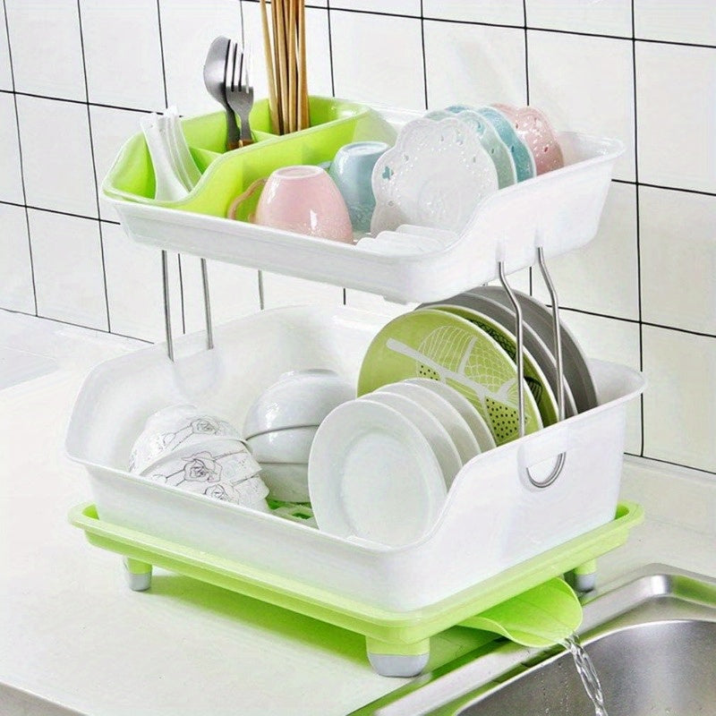 2-Tier Dish Drying Rack Cutlery Drainer Holder Kitchen Organizer Storage Shelf