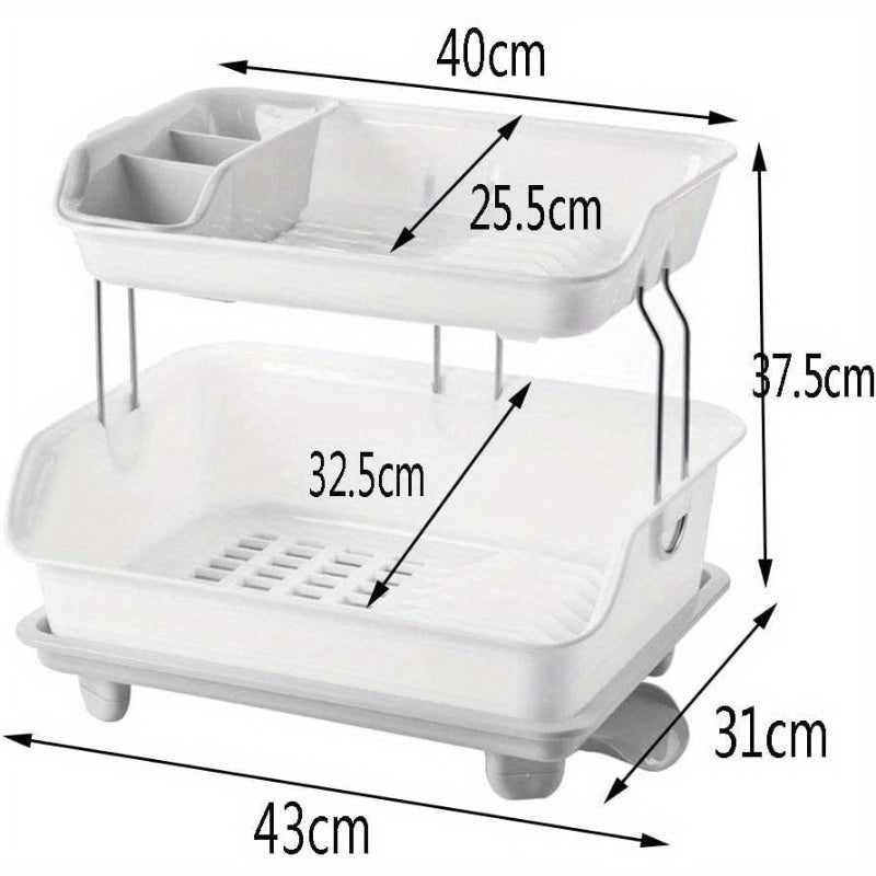 2-Tier Dish Drying Rack Cutlery Drainer Holder Kitchen Organizer Storage Shelf