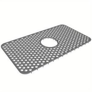 Large Silicone Sink Mat with Central Drain Hole - Non-Slip Grid Protector for Kitchen Sinks