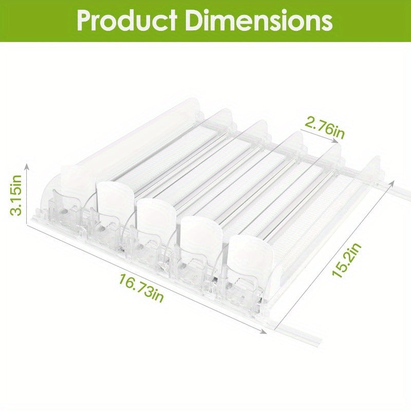 Adjustable Drink Organizer for Fridge - Spring-Loaded Beverage Dispenser with Automatic Pusher, Holds 25 Cans/Bottles in 5 Rows