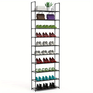 10-Tier Shoe Rack - Space-Saving Organizer for 25-30 Pairs, 23.03x10.82x72.83 Inches, Non-Woven Fabric Vertical Shelf