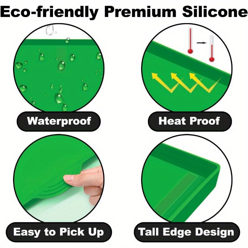 Silicone Griddle Mat Food Grade Silicone Grill Mat Protect the Top Surface from Insects 36 inch Green Color with Silicone Utensil Rest