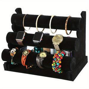 3-Tier Velvet Jewelry Stand Removable Bracelet Holder Watch Jewelry Bangle Display Rack