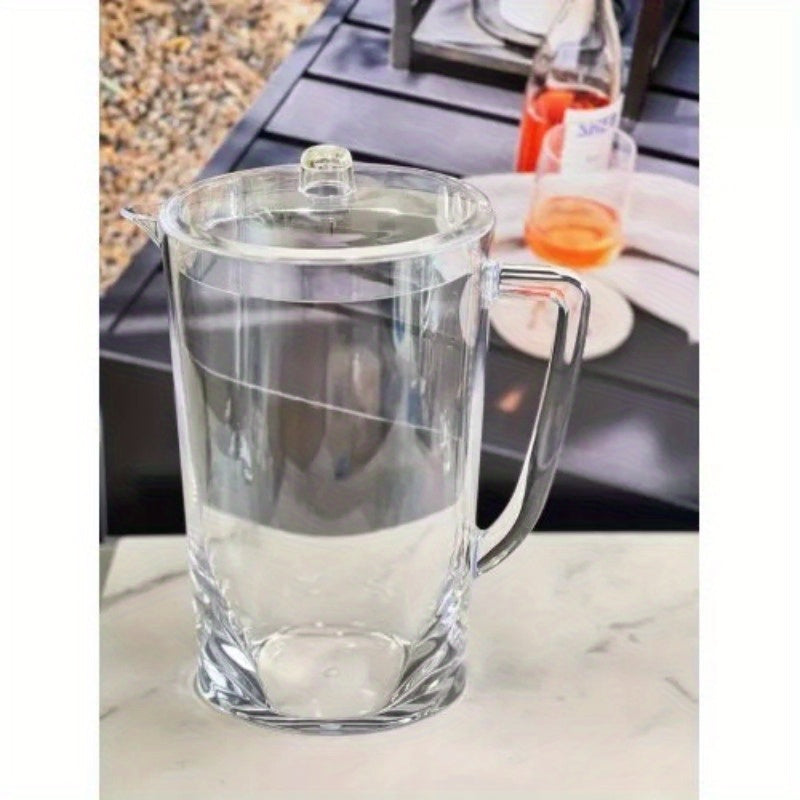 2.75 Quarts Water Pitcher with Lid, Oval Halo Design Unbreakable Plastic Pitcher, Drink Pitcher, Juice Pitcher with Spout BPA Free