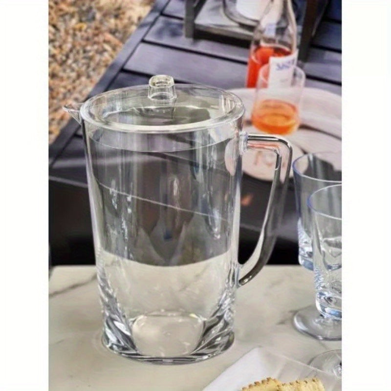 2.75 Quarts Water Pitcher with Lid, Oval Halo Design Unbreakable Plastic Pitcher, Drink Pitcher, Juice Pitcher with Spout BPA Free