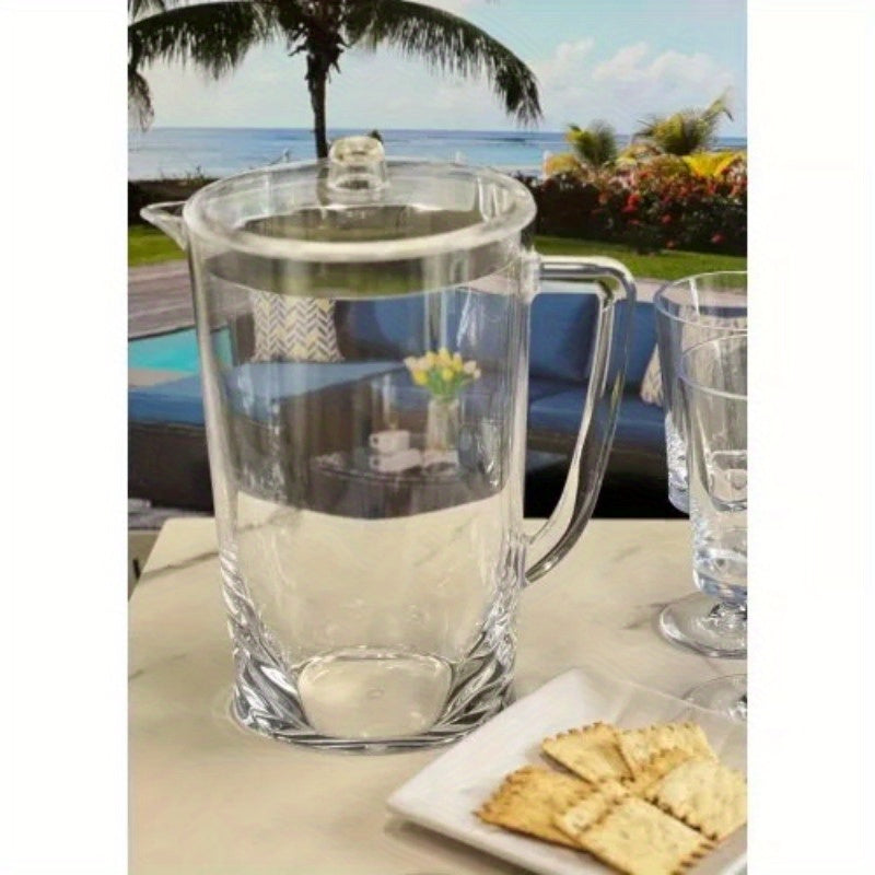 2.75 Quarts Water Pitcher with Lid, Oval Halo Design Unbreakable Plastic Pitcher, Drink Pitcher, Juice Pitcher with Spout BPA Free