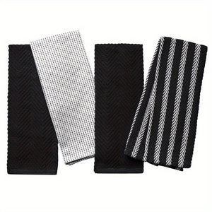 4-Piece Kitchen Towels Set – Polka Dot Design, Multi-Purpose, 16x28in, Durable & Absorbent