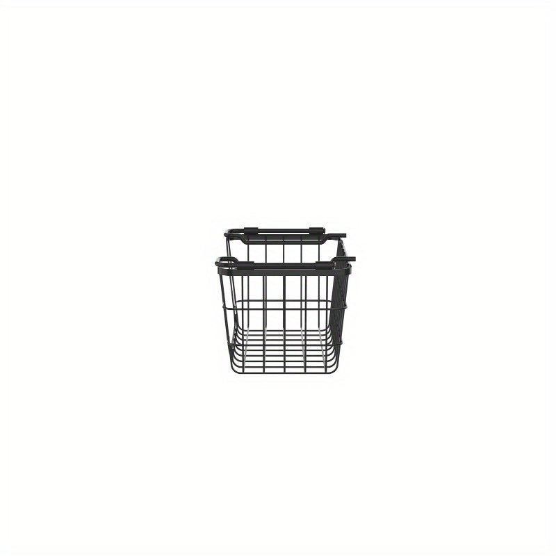 Oceanstar Stackable Metal Wire Storage Basket Set for Pantry, Countertop, Kitchen or Bathroom – Black, Set of 3