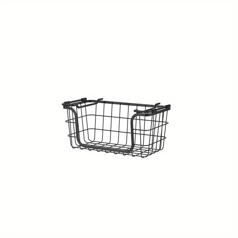 Oceanstar Stackable Metal Wire Storage Basket Set for Pantry, Countertop, Kitchen or Bathroom – Black, Set of 3