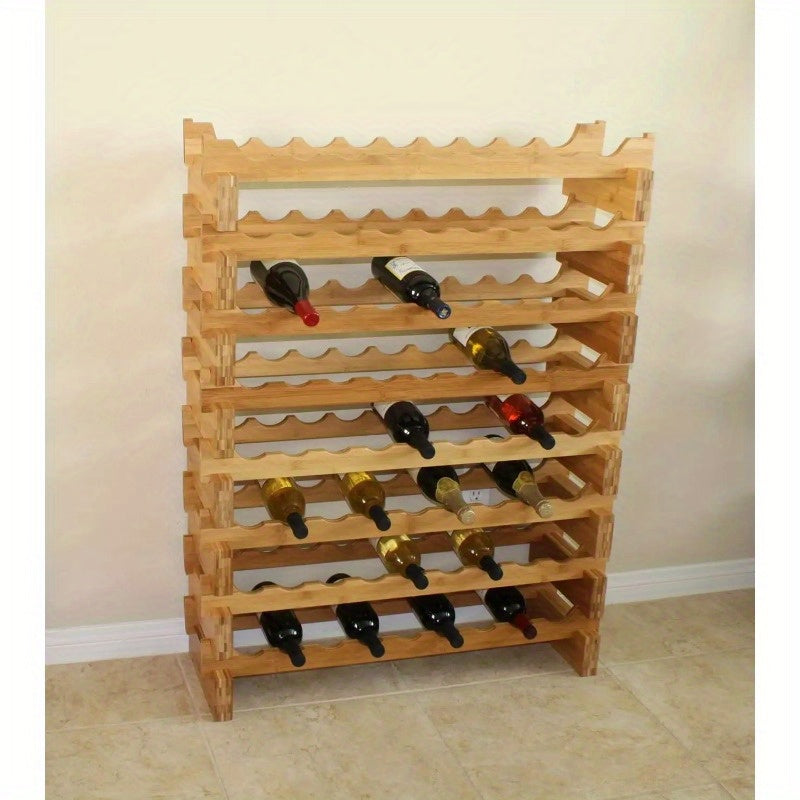 18-Bottle Stackable Bamboo Wine Rack