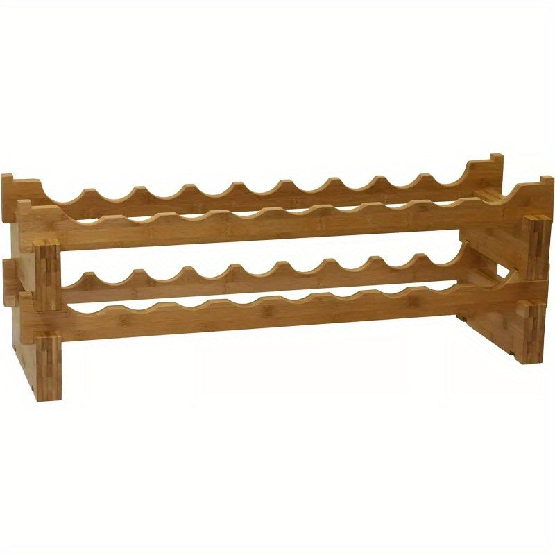 18-Bottle Stackable Bamboo Wine Rack