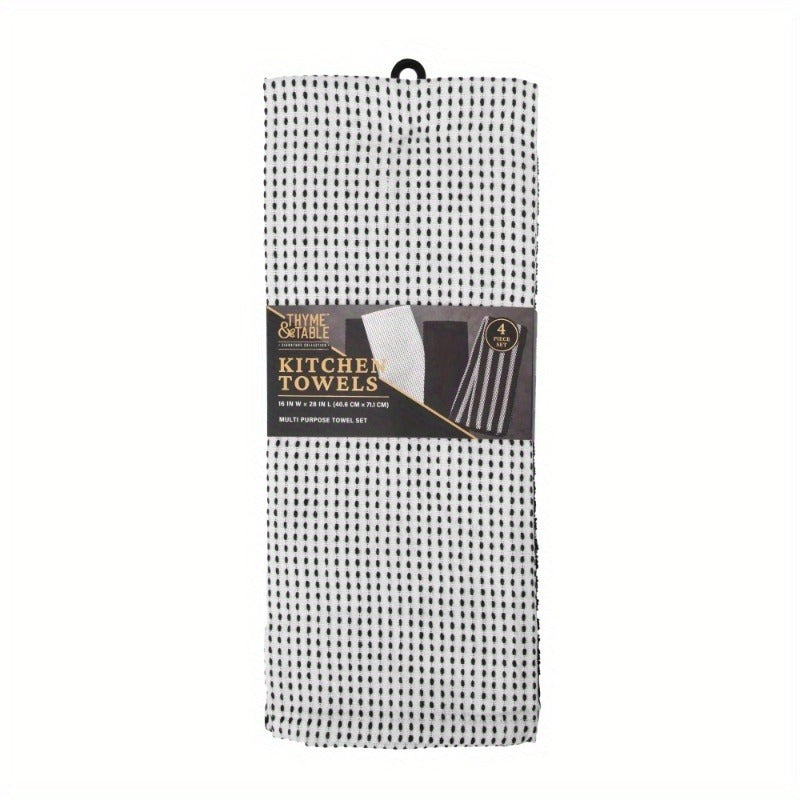 4-Piece Kitchen Towels Set – Polka Dot Design, Multi-Purpose, 16x28in, Durable & Absorbent