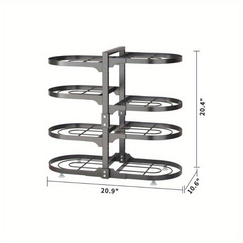 Adjustable 8-Tier Pot and Pan Organizer Rack – Under-Cabinet Lid Holder for Kitchen Storage and Organization