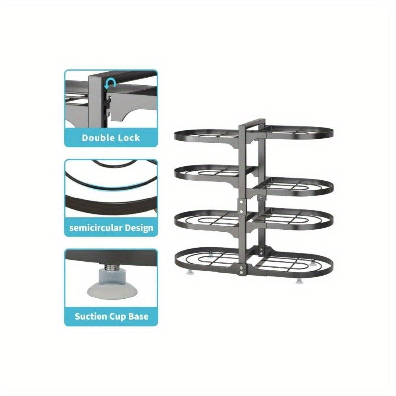 Adjustable 8-Tier Pot and Pan Organizer Rack – Under-Cabinet Lid Holder for Kitchen Storage and Organization