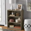 Rustic Oak 3-Shelf Bookcase with Adjustable Shelves