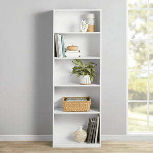 Mainstays 5-Shelf Bookcase with Adjustable Shelves, White