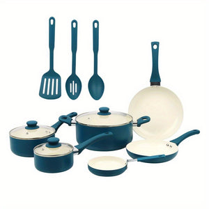 12-Piece Corsair Ceramic Aluminum Non-Stick Cookware Set - Durable, Scratch-Resistant, Easy-to-Clean, Heat-Evenly Cooking Solution for Home Chefs - Premium Quality, Long-Lasting Performance