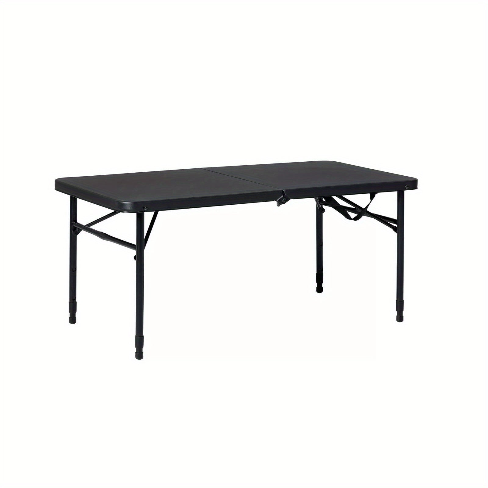 40"L x 20"W Rich Black Folding Table - Adjustable Height, Fold-in-Half, Space-Saving, Durable, Easy-to-Store, Mainstays Brand - Ideal for Indoor and Outdoor Events, Parties, and Gatherings