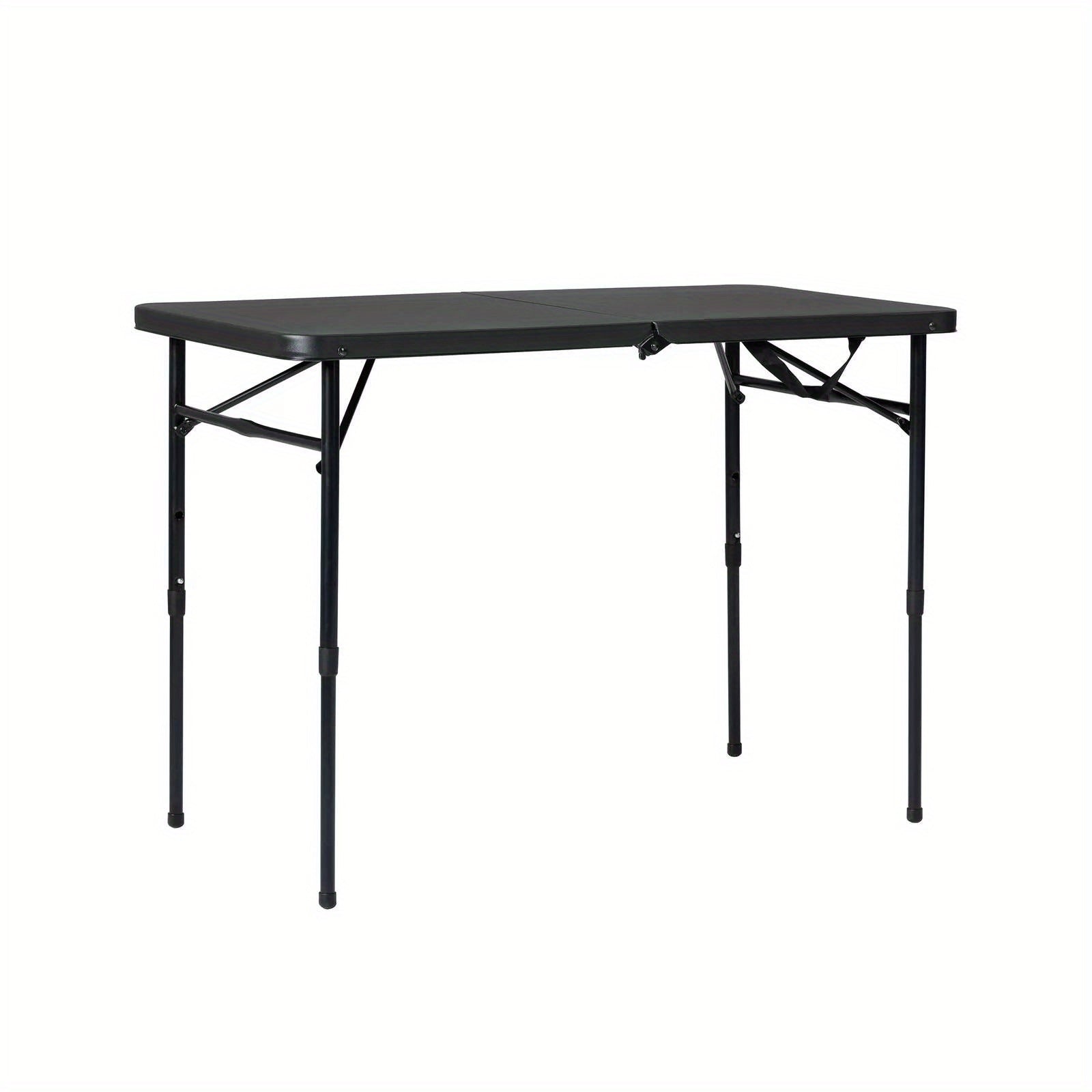 40"L x 20"W Rich Black Folding Table - Adjustable Height, Fold-in-Half, Space-Saving, Durable, Easy-to-Store, Mainstays Brand - Ideal for Indoor and Outdoor Events, Parties, and Gatherings