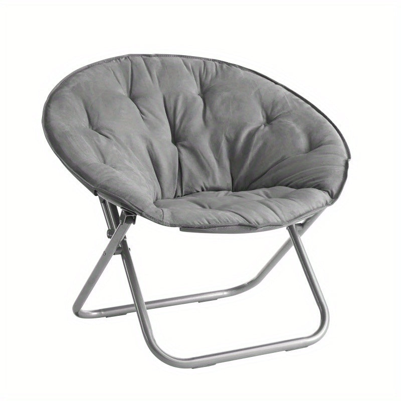 CozySoft Saucer Chair - Large, Foldable, Soft Faux Fur, Lazy Lounge Chair for Adults with Sturdy Metal Frame, Perfect for Relaxation and Leisure Time