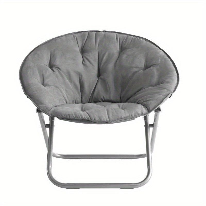 CozySoft Saucer Chair - Large, Foldable, Soft Faux Fur, Lazy Lounge Chair for Adults with Sturdy Metal Frame, Perfect for Relaxation and Leisure Time