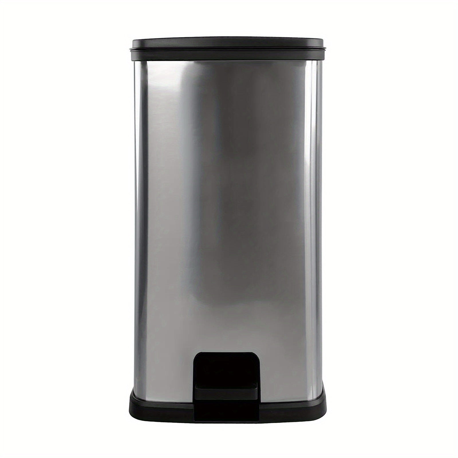 13.2 Gallon Trash Can, Plastic Rectangular Step Kitchen Trash Can, Silver, 13.54" L x 14.44" W x 26.24" H