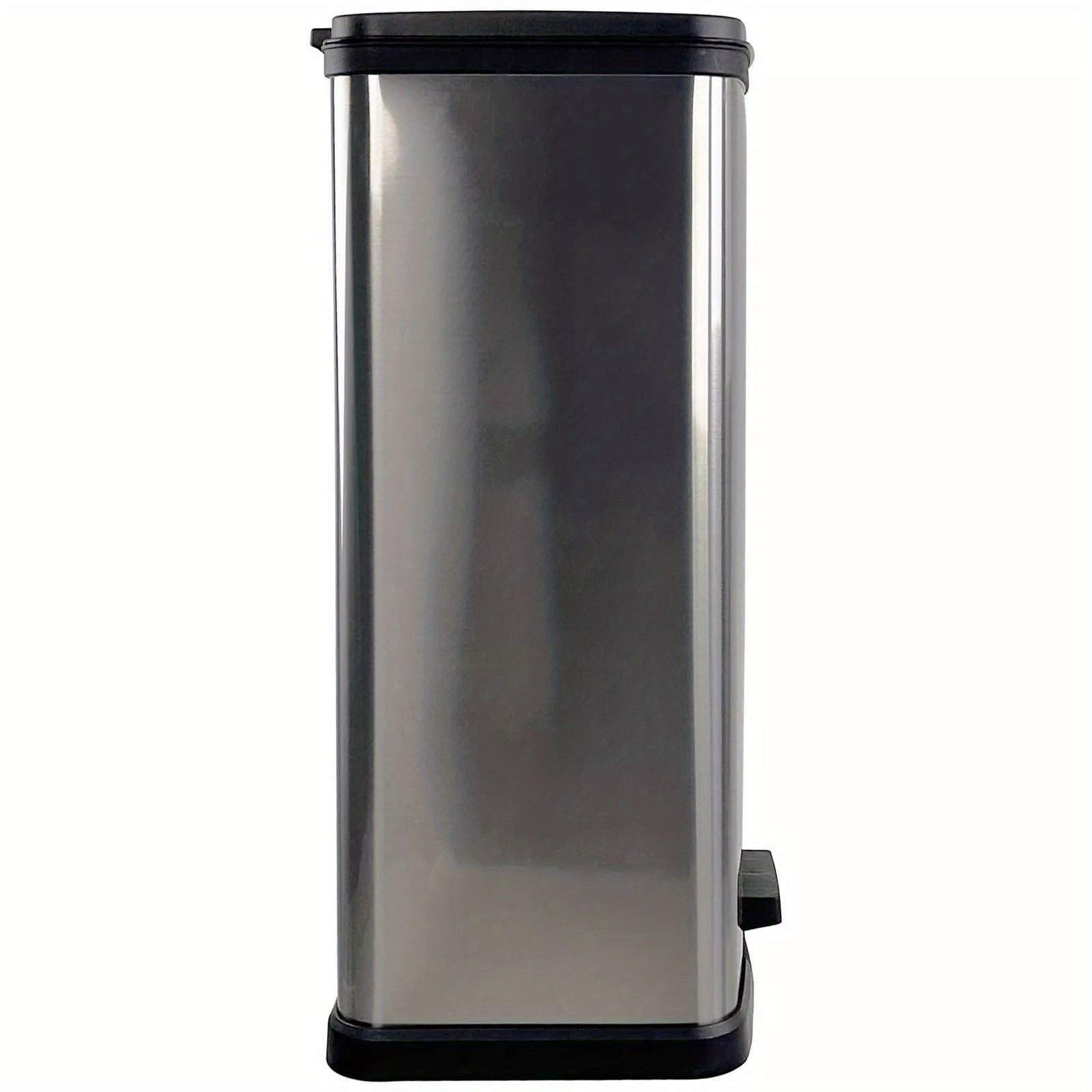 13.2 Gallon Trash Can, Plastic Rectangular Step Kitchen Trash Can, Silver, 13.54" L x 14.44" W x 26.24" H