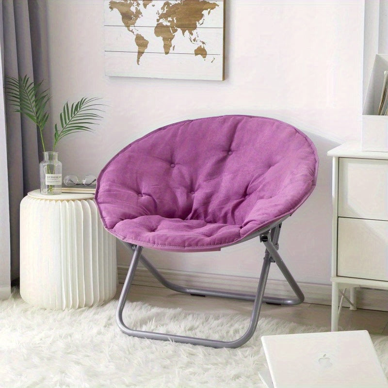 CozySoft Saucer Chair - Large, Foldable, Soft Faux Fur, Lazy Lounge Chair for Adults with Sturdy Metal Frame, Perfect for Relaxation and Leisure Time