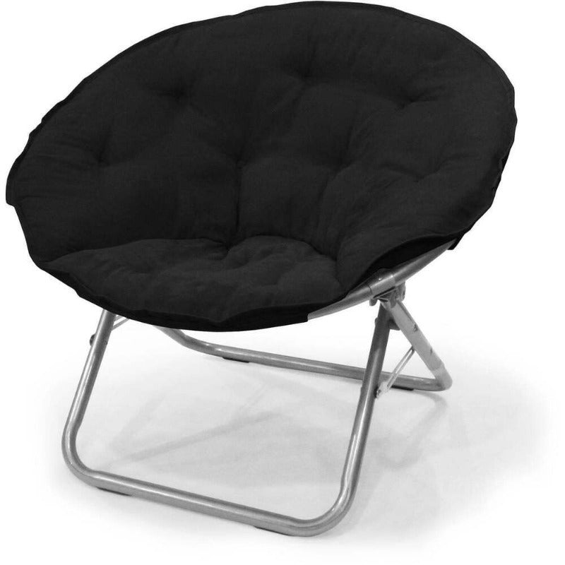 CozySoft Saucer Chair - Large, Foldable, Soft Faux Fur, Lazy Lounge Chair for Adults with Sturdy Metal Frame, Perfect for Relaxation and Leisure Time