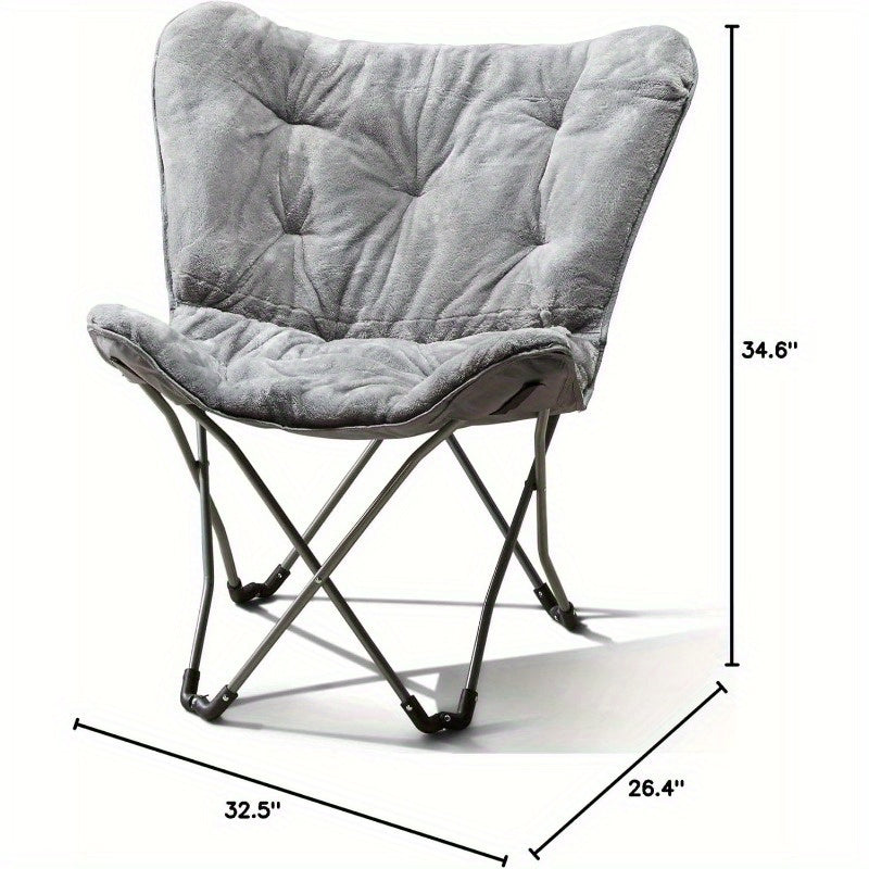 Portable Folding Butterfly Chair - Comfortable Single Lounger for Home, Dorm, and Outdoor Use - Durable Linen/Metal Construction with Cotton Fill