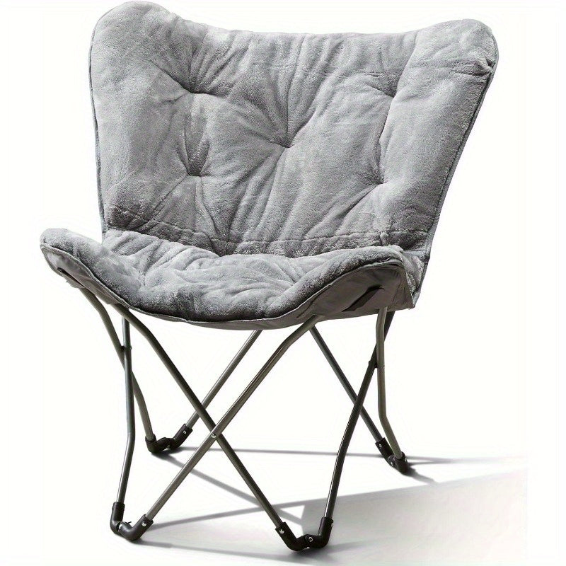 Portable Folding Butterfly Chair - Comfortable Single Lounger for Home, Dorm, and Outdoor Use - Durable Linen/Metal Construction with Cotton Fill