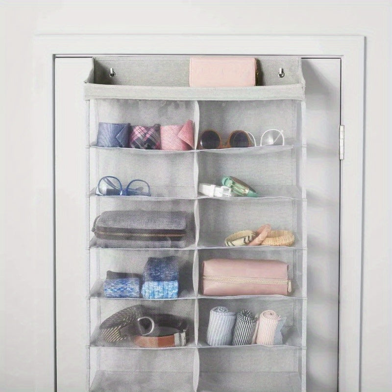 Over The Door 26 Shelf Mesh Shoe Organizer Light Gray