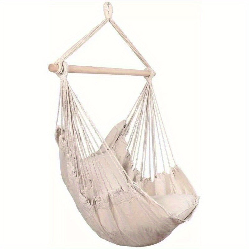 Hammocks Hanging Rope Hammock Chair Swing Seat with Two Seat Cushions and Carrying Bag; Weight Capacity 300 lbs; Natural