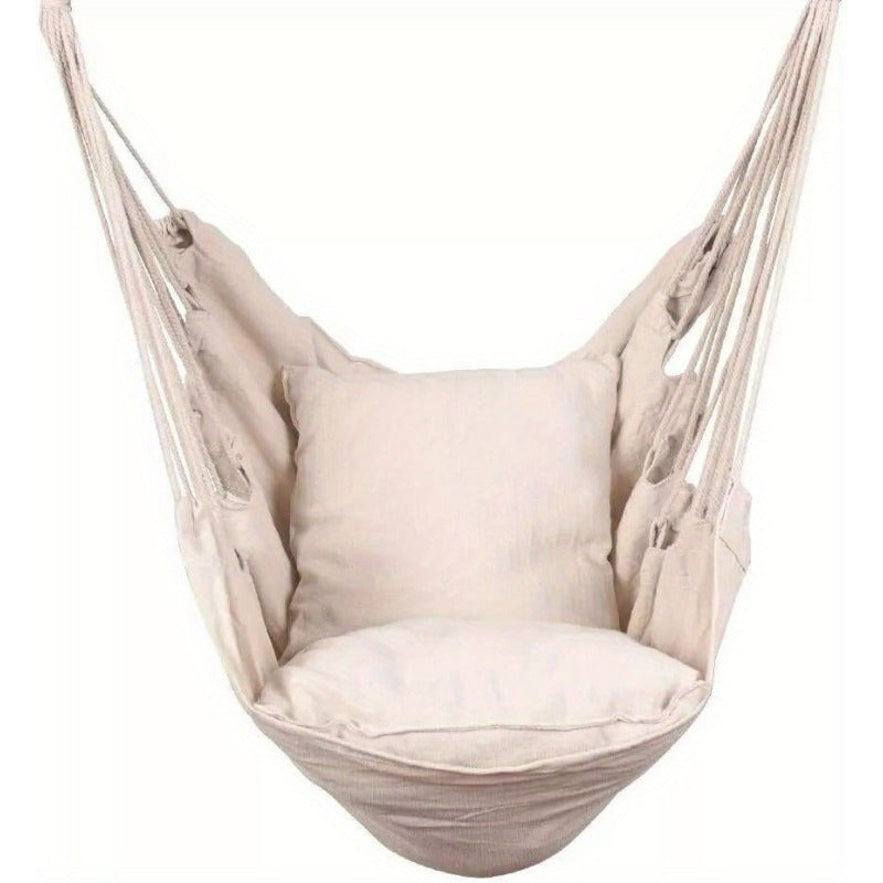 Hammocks Hanging Rope Hammock Chair Swing Seat with Two Seat Cushions and Carrying Bag; Weight Capacity 300 lbs; Natural