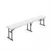 6 Foot Fold-in-Half Bench, Steel Frame, Indoor Outdoor, Includes Carry Handle, White