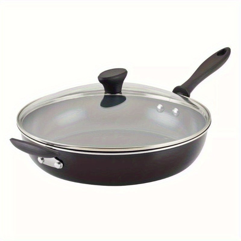 12" Nonstick Ceramic covered Skillet with Helper Handle Black/Gray