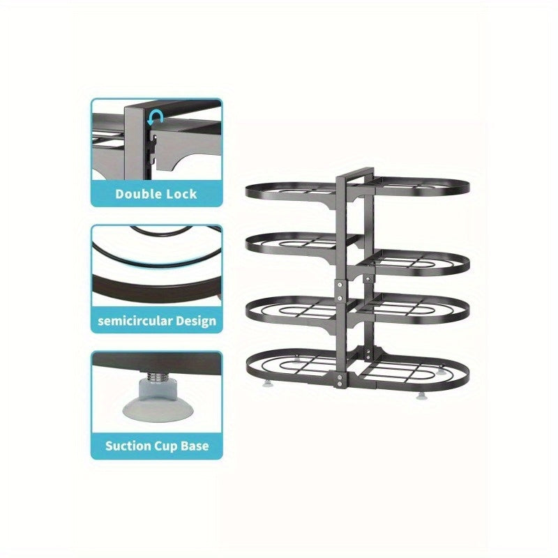 8 Tier Pots and Pans Lid Organizer Rack Holder, Adjustable Pot Organizer Rack for Under Cabinet, Pot Rack for Kitchen Organization and Storage