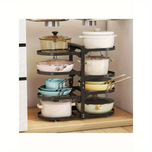 8 Tier Pots and Pans Lid Organizer Rack Holder, Adjustable Pot Organizer Rack for Under Cabinet, Pot Rack for Kitchen Organization and Storage